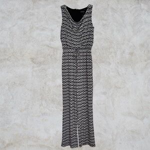 Enfocus Studio Black & White Geometric Print Cowl Neck Wide Leg Jumpsuit 6